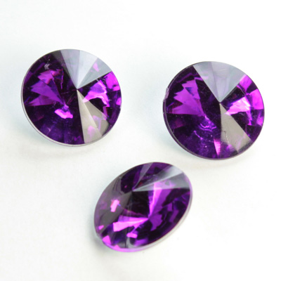 Plastic Point Back Foiled Rivoli 14MM AMETHYST