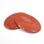 Gemstone Flat Back Single Bevel Buff Top Stone - Oval 25x18MM RED JASPER