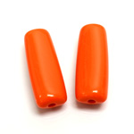 Plastic Bead - Opaque Color Smooth Tube 32x12MM BRIGHT TANGERINE