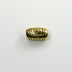 Metalized Plastic Engraved Bead - Oval 11x6MM ANT GOLD