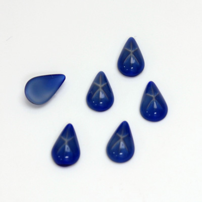 German Glass Medium Dome Cabochon - Pear 10x6MM ROYAL STAR BLUE