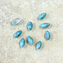 Glass Medium Dome Lampwork Cabochon - Navette 08x4MM TURQUOISE MATRIX (03191)