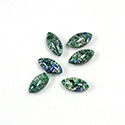 Glass Medium Dome Lampwork Cabochon - Navette 10x5MM MOSS OPAL (02209)