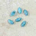 Glass Medium Dome Lampwork Cabochon - Navette 10x5MM TURQUOISE MATRIX (03191)