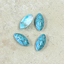 Glass Medium Dome Lampwork Cabochon - Navette 15x7MM TURQUOISE MATRIX (03191)