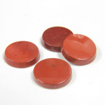 Gemstone Flat Back Single Bevel Buff Top Stone - Round 13MM RED JASPER