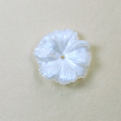 German Plastic Flower with Center Hole - Round 18MM PEARL WHITE