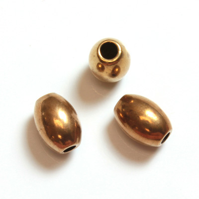 Brass Machine Made Bead - Smooth Oval 08x6MM RAW BRASS