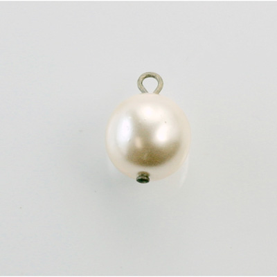 Czech Glass Pearl Bead with 1 Brass Loop - Round 12MM WHITE