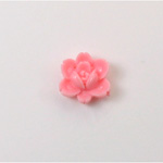 Plastic Carved No-Hole Flower - Rose 14MM PINK