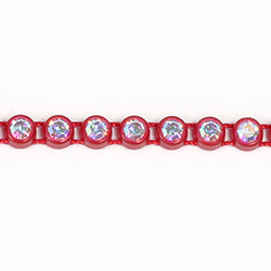 Plastic Rhinestone Banding 1 Row PP26 (SS13) CRYSTAL AB-FLAME RED