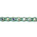 Plastic Rhinestone Banding 1 Row PP26 (SS13) CRYSTAL AB-GRASS GREEN