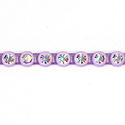 Plastic Rhinestone Banding 1 Row PP26 (SS13) CRYSTAL AB-LILAC