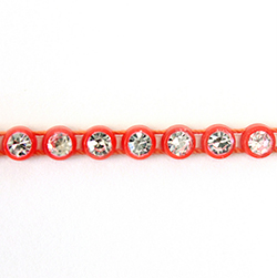 Plastic Rhinestone Banding 1 Row PP26 (SS13) CRYSTAL-FLUORECENT ORANGE