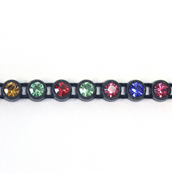 Plastic Rhinestone Banding 1 Row PP26 (SS13) MULTI COLOR-BLACK