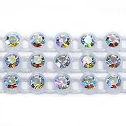 Plastic Rhinestone Banding Stretch 3 Row PP26 (SS13) CRYSTAL AB-ALABASTER