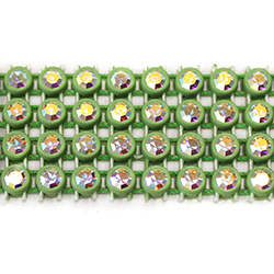 Plastic Rhinestone Banding 4 Row PP26 (SS13) CRYSTAL AB-ACID GREEN