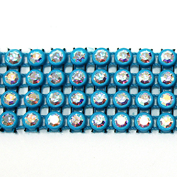 Plastic Rhinestone Banding 4 Row PP26 (SS13) CRYSTAL AB-AQUA