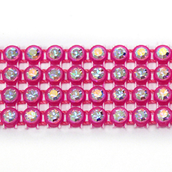Plastic Rhinestone Banding 4 Row PP26 (SS13) CRYSTAL AB-FLORESCENT PINK