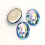 Glass Medium Dome Foiled Cabochon - Coated Oval 18x13MM LT SAPPHIRE AB