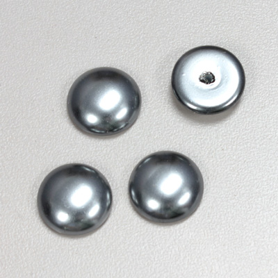 Glass Medium Dome Pearl Dipped Cabochon - Round 14MM DARK GREY