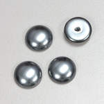 Glass Medium Dome Pearl Dipped Cabochon - Round 14MM DARK GREY