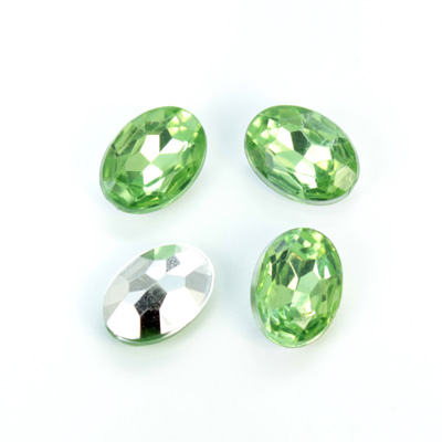 Plastic Point Back Foiled Stone - Oval 14x10MM PERIDOT