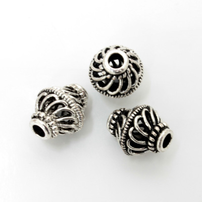 Cast Metal Engraved Bead - Lantern 15x12MM ANTIQUE SILVER PLATED