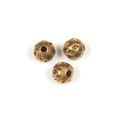 Brass Machine Made Bead - Diamond Engraved Round 05MM RAW BRASS