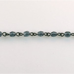 Linked Bead Chain Rosary Style with Glass Fire Polish Bead - Round 4MM MONTANA-JET