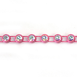 Plastic Rhinestone Banding 1 Row SS19 CRYSTAL AB-DARK PINK