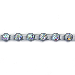 Plastic Rhinestone Banding 1 Row SS19 CRYSTAL AB-GREY