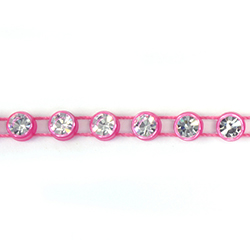 Plastic Rhinestone Banding 1 Row SS19 CRYSTAL-FLOURESCENT PINK