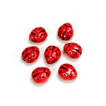 Czech Pressed Glass Engraved Bead - Lady Bug 09x7MM BLACK ON RED