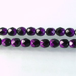 Czech Glass Fire Polish Bead - Round 06MM BLACK-VIOLET 89101