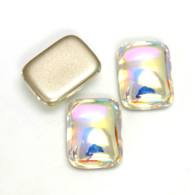 Glass Medium Dome Foiled Cabochon - Cushion 16x12MM CRYSTAL AB