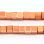 Fiber Optic Synthetic Cat's Eye Bead - Smooth Cube 06x6MM CAT'S EYE COPPER