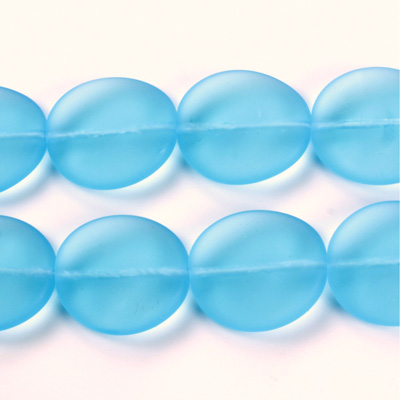 Czech Pressed Glass Bead - Potato Chip 20x18MM MATTE AQUA