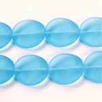 Czech Pressed Glass Bead - Potato Chip 20x18MM MATTE AQUA