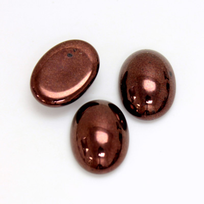 Glass Medium Dome Opaque Cabochon - Coated Oval 18x13MM ANTIQUE COPPER