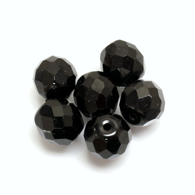 Czech Glass Fire Polish 1-Hole Ball - 10MM JET
