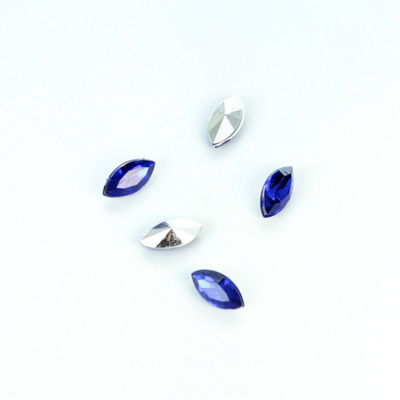 Plastic Point Back Foiled Stone - Navette 08x4MM SAPPHIRE