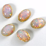 Glass Medium Dome Lampwork Cabochon - Oval 16x11MM FIRE OPAL (01003)