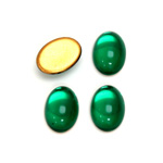 Glass Medium Dome Foiled Cabochon - Oval 14x10MM EMERALD