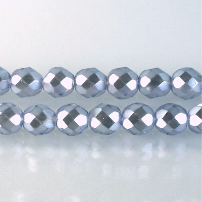 Czech Glass Pearl Faceted Fire Polish Bead - Round 08MM PURPLE ON CRYSTAL 78423