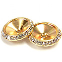 Czech Rhinestone Rondelle Shrag Rivoli Back Setting - Round 25MM outside with 18mm Recess CRYSTAL-GOLD