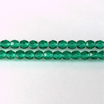 Czech Glass Fire Polish Bead - Round 04MM DARK EMERALD