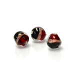 Glass Lampwork Bead - Irregular 08MM BLACK RED with GOLDSTONE