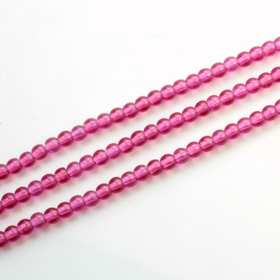 Czech Pressed Glass Bead - Smooth Round 03MM FUCHSIA