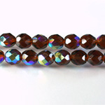 Czech Glass Fire Polish Bead - Round 08MM MADEIRA TOPAZ AB